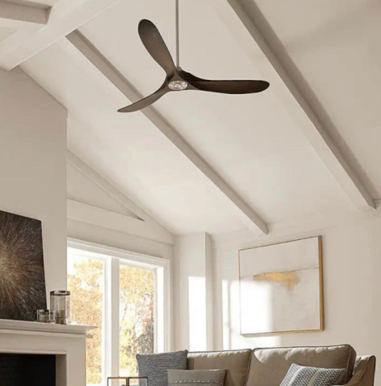 Vintage Ventilation Fans Industrial Blower Wooden LED Ceiling Fans Dark Walnut Wood Blade Propeller Ceiling Fan