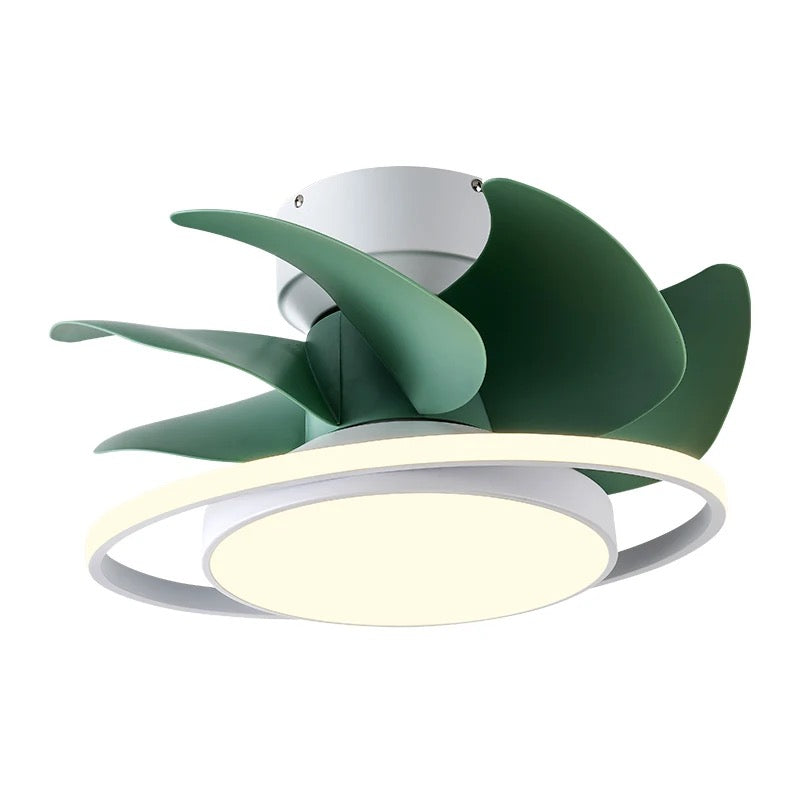 Modern Nordic Ventilation Fans Home, Hotel Living Room, Bedroom Green White Led Ceiling Fan Light