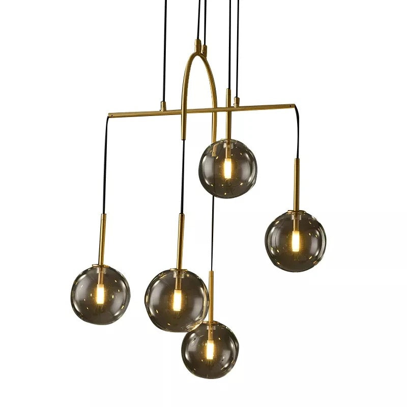 Modern Pendant Light Brass Round Glass Bedroom Chandelier Luxury Home, Living, Dining Room Lights