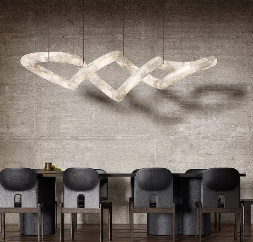 Designer Pendant Light Stone Lampshade Linear Marble, Alabaster Dining, Living Room Luxury Lights
