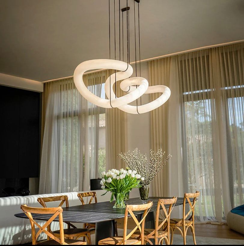 Designer Pendant Light Stone Lampshade Linear Marble, Alabaster Dining, Living Room Luxury Lights