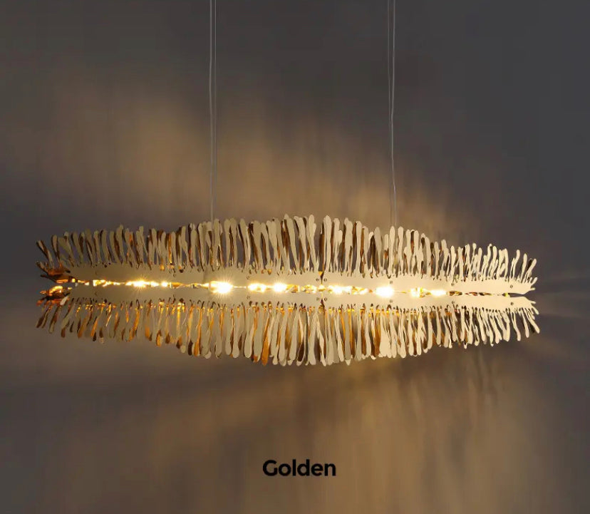 Modern Chandelier Linear Gold, Chrome Dining, Living Room Lights