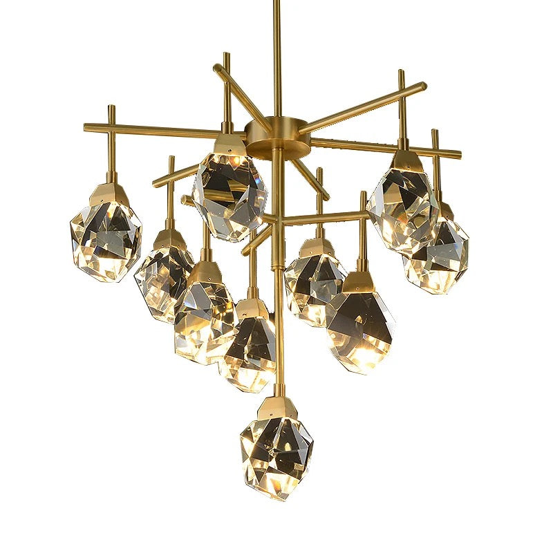 Modern Pendant Light Luxury High Art Deco Copper Crystal Chandelier Home, Living, Dining Room Lights