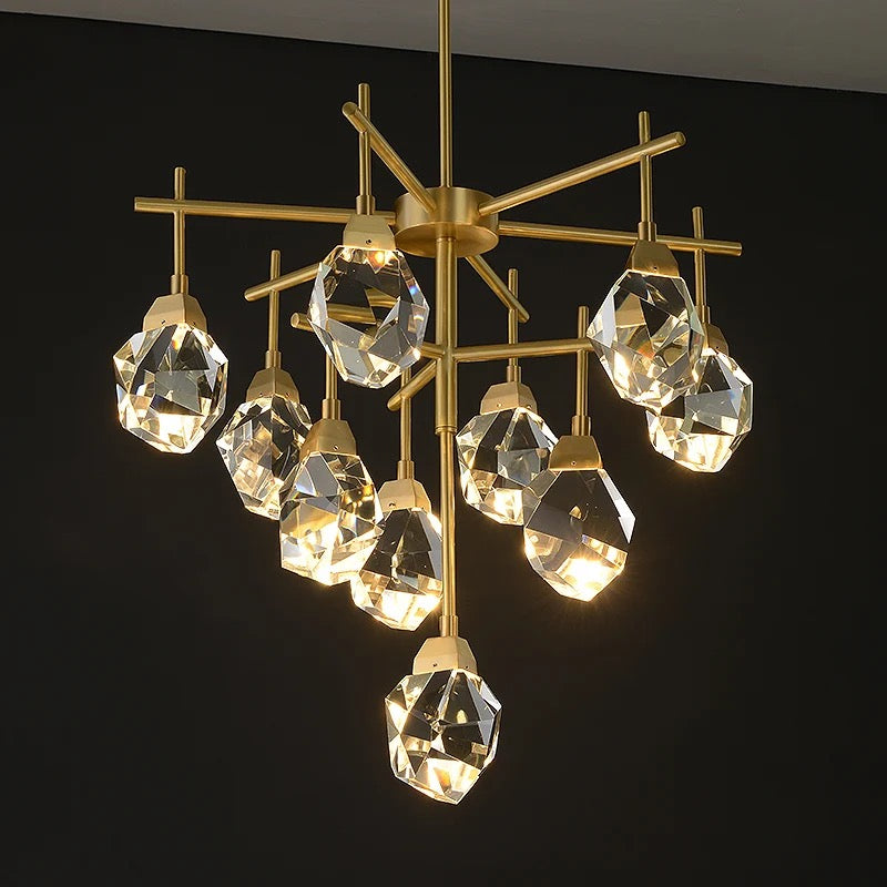 Modern Pendant Light Luxury High Art Deco Copper Crystal Chandelier Home, Living, Dining Room Lights