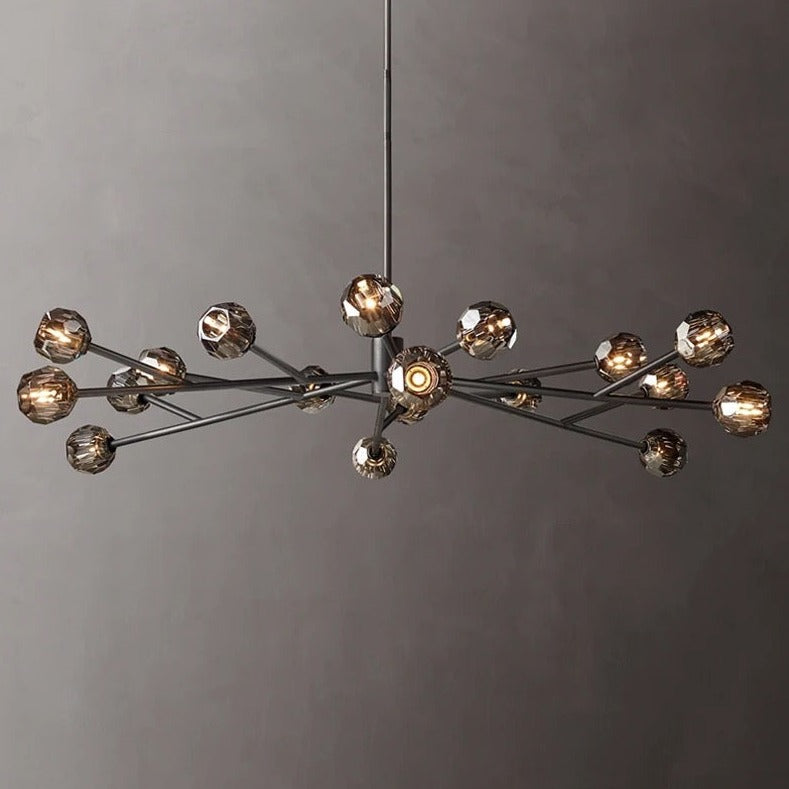 Modern Chandelier Luxury K9 Black Crystal Ball Pendant Light for Living, Dining Room