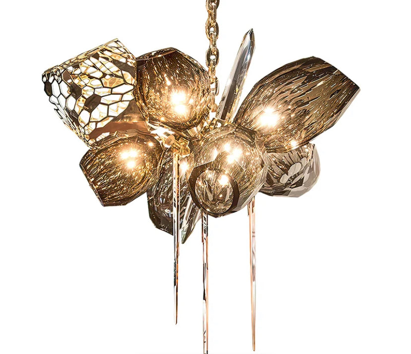 Modern Chandelier Luxury Calais Large Brass Crystal Murano Glass Hotel, Home Living, Dining Room Lights