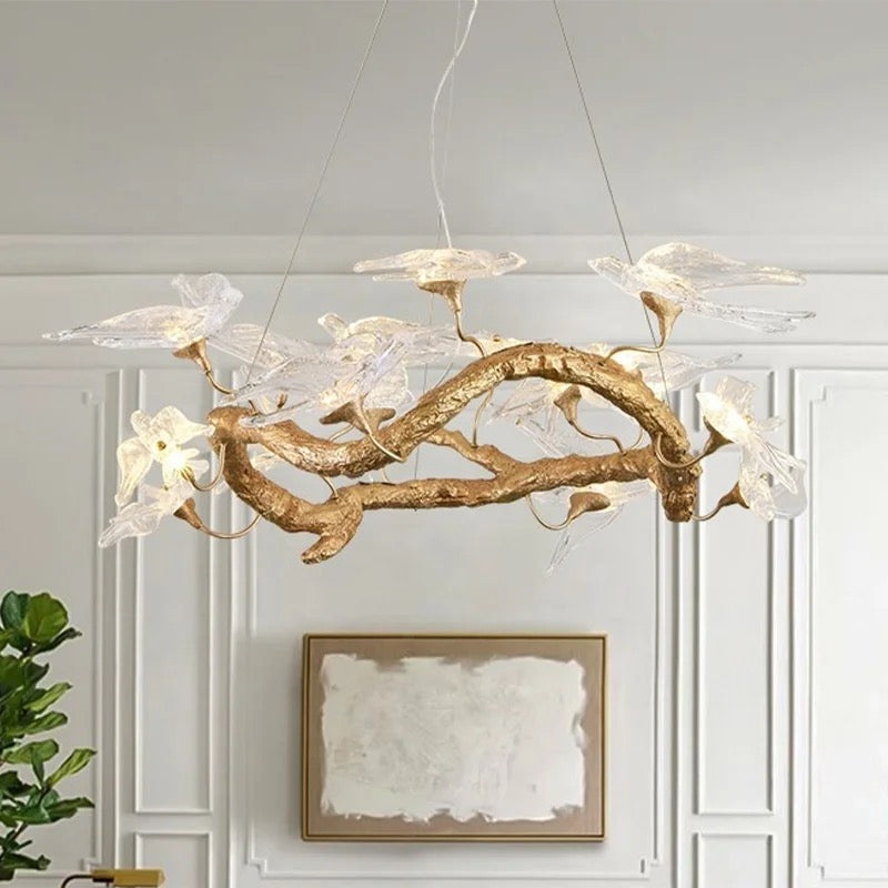 Designer Pendant Light Luxury Tree Branch Bird Crystal, Glass Chandelier Home Living, Dining Room Lights
