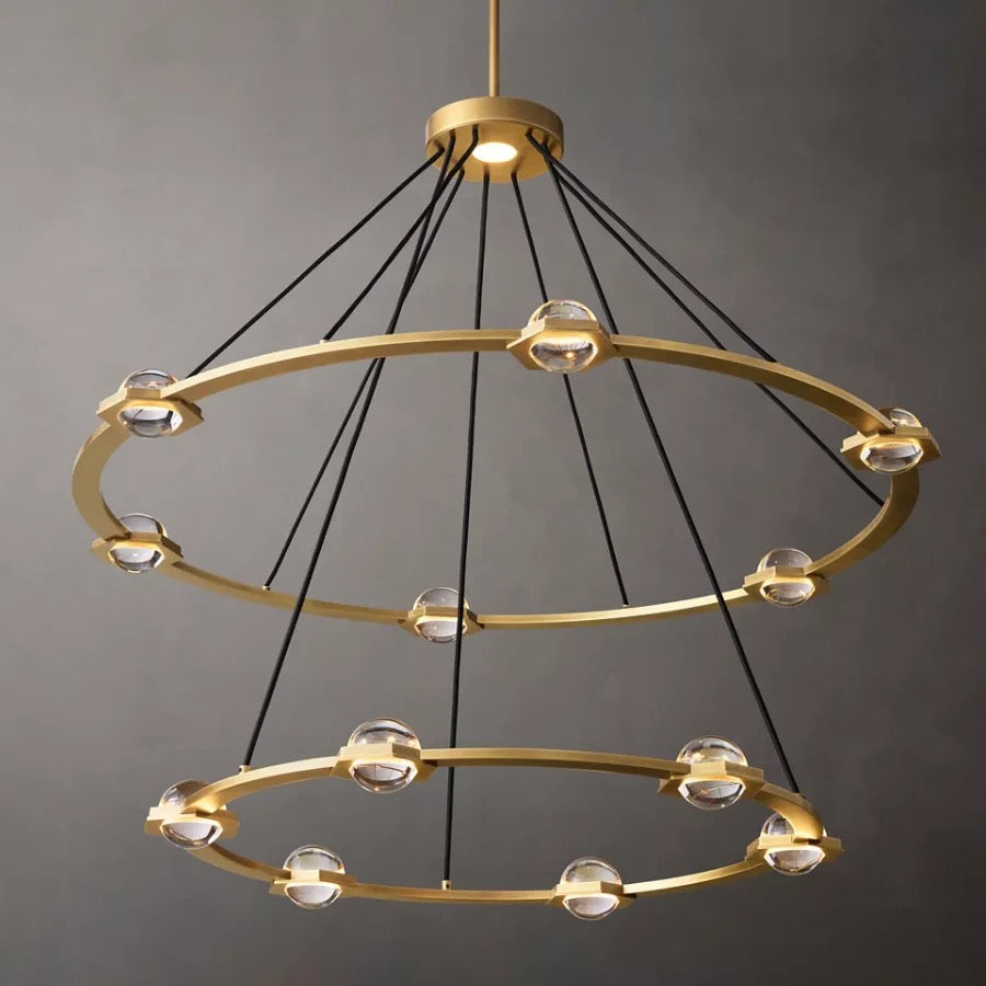 Vintage Chandelier Round High Crystal Raindrops Ball Hotel, Home Living, Dining Room Stairs Lights