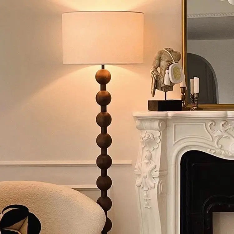 Vintage Floor Lamp French Retro Solid Wood Living Room, Bedroom Decorative Lighting