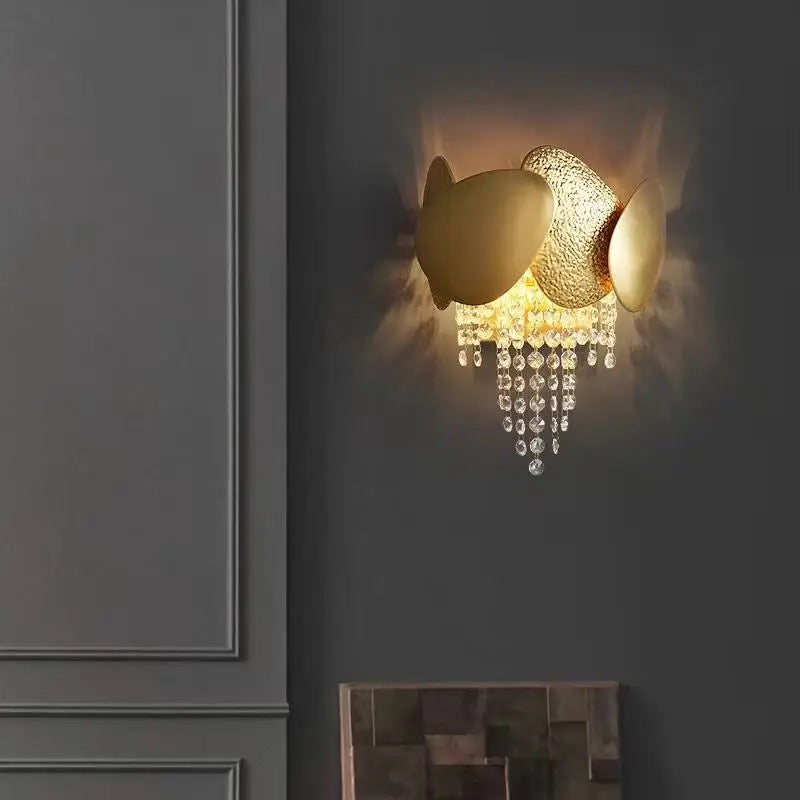 Modern Led Wall Sconce Home, Hotel Bedroom Bedside Crystal Copper Indoor Wall Lights