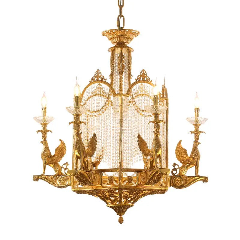 Antique Chandelier Gold Brass Crystal Light Elegant Indoor Dining, Living, Salon Room Large Luxury Chandeliers