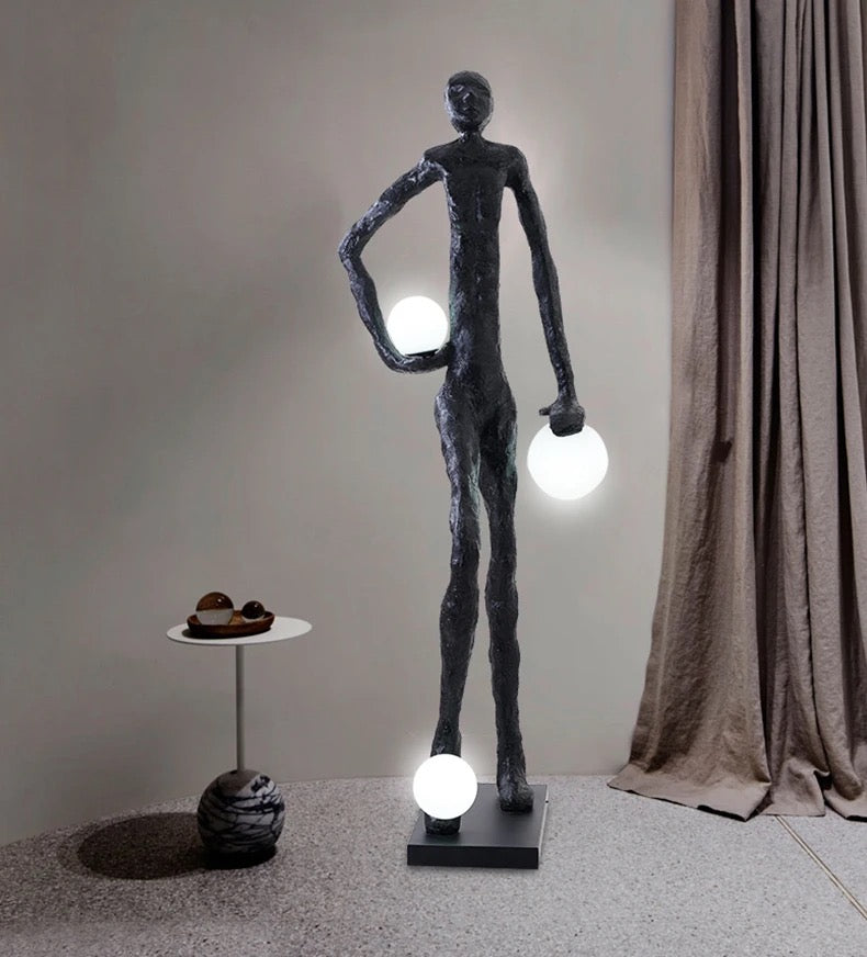 Industrial Floor Lamp Abstract Human Statue Art Sculpture Standing LED Lamps