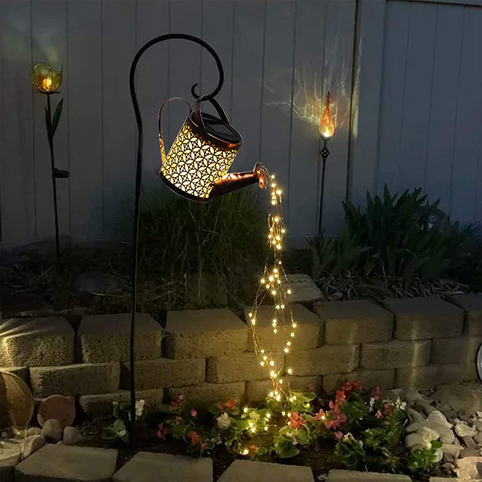 Garden Lights Outdoor Solar Watering Metal Can Retro Lamps