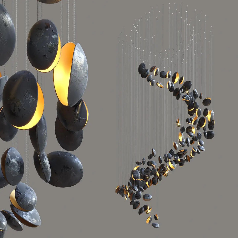 Lámpara moderna de lujo con forma de concha para sala de estar, escaleras, luces decorativas 